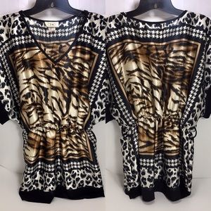 I Me Tiger Leopard Print Silky Blouse
